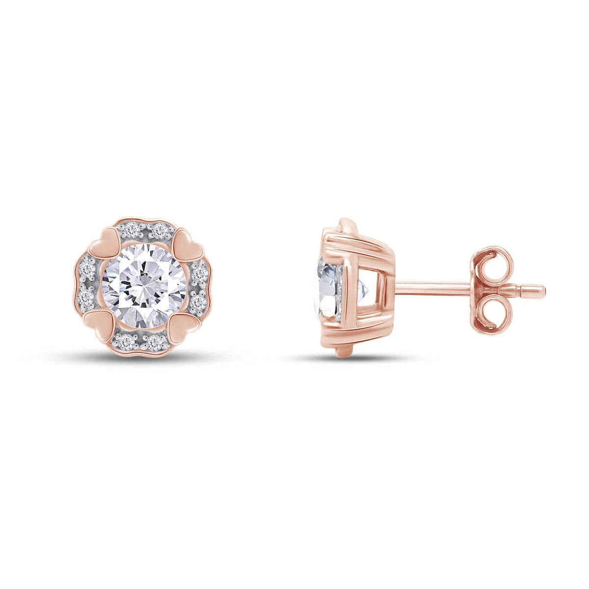 Moissanite Stud Earring 1 Carat 5MM D Color VVS1 Prong Setting 18K Rose Gold Over Sterling Silver L685144