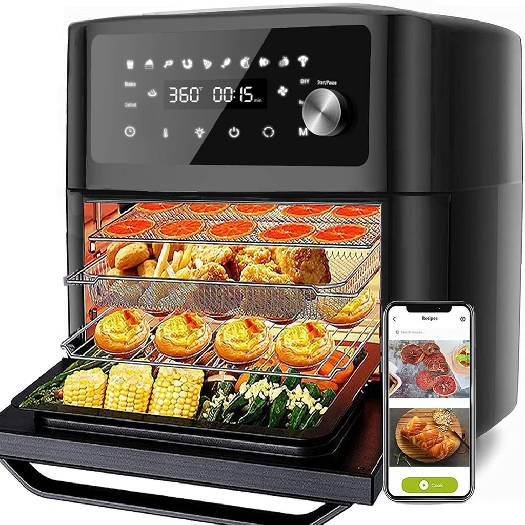 Large Digital LED Screen Convection Air Fryer Toaster Oven Combo with Rotisserie and Dehydrator E82793