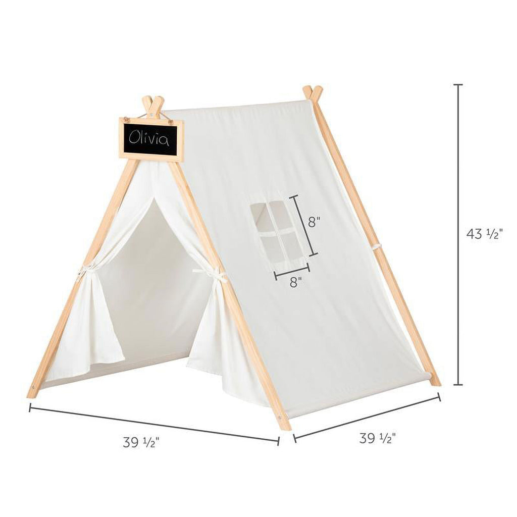 2-Piece Set with White House Bed and Play Tent with Chalkboard D8831