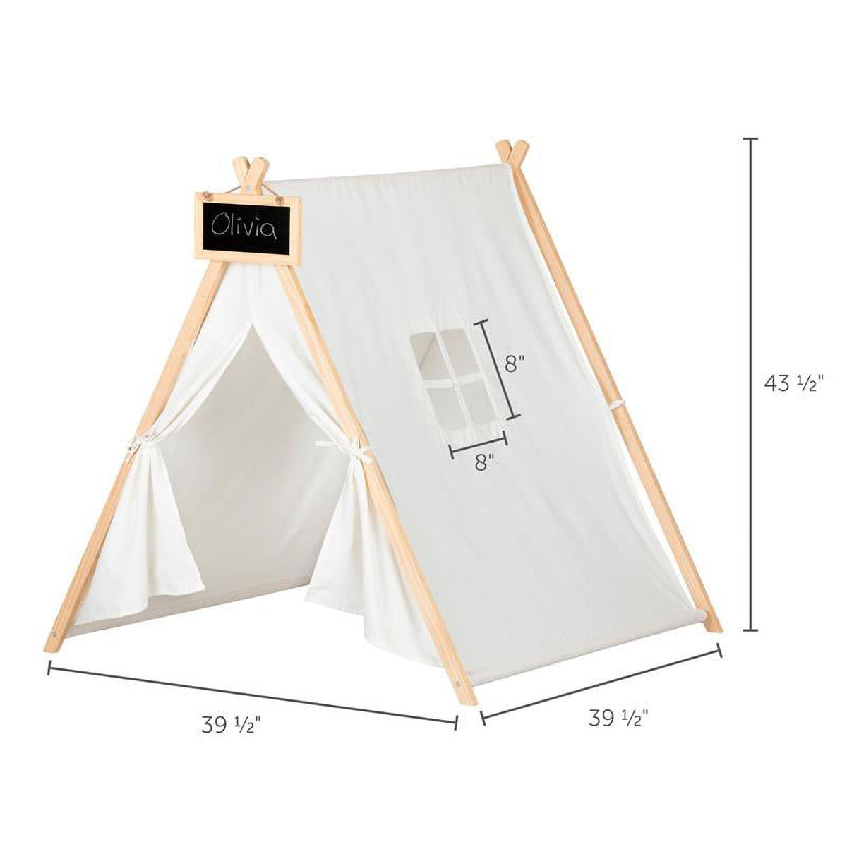 2-Piece Set with White House Bed and Play Tent with Chalkboard D8831