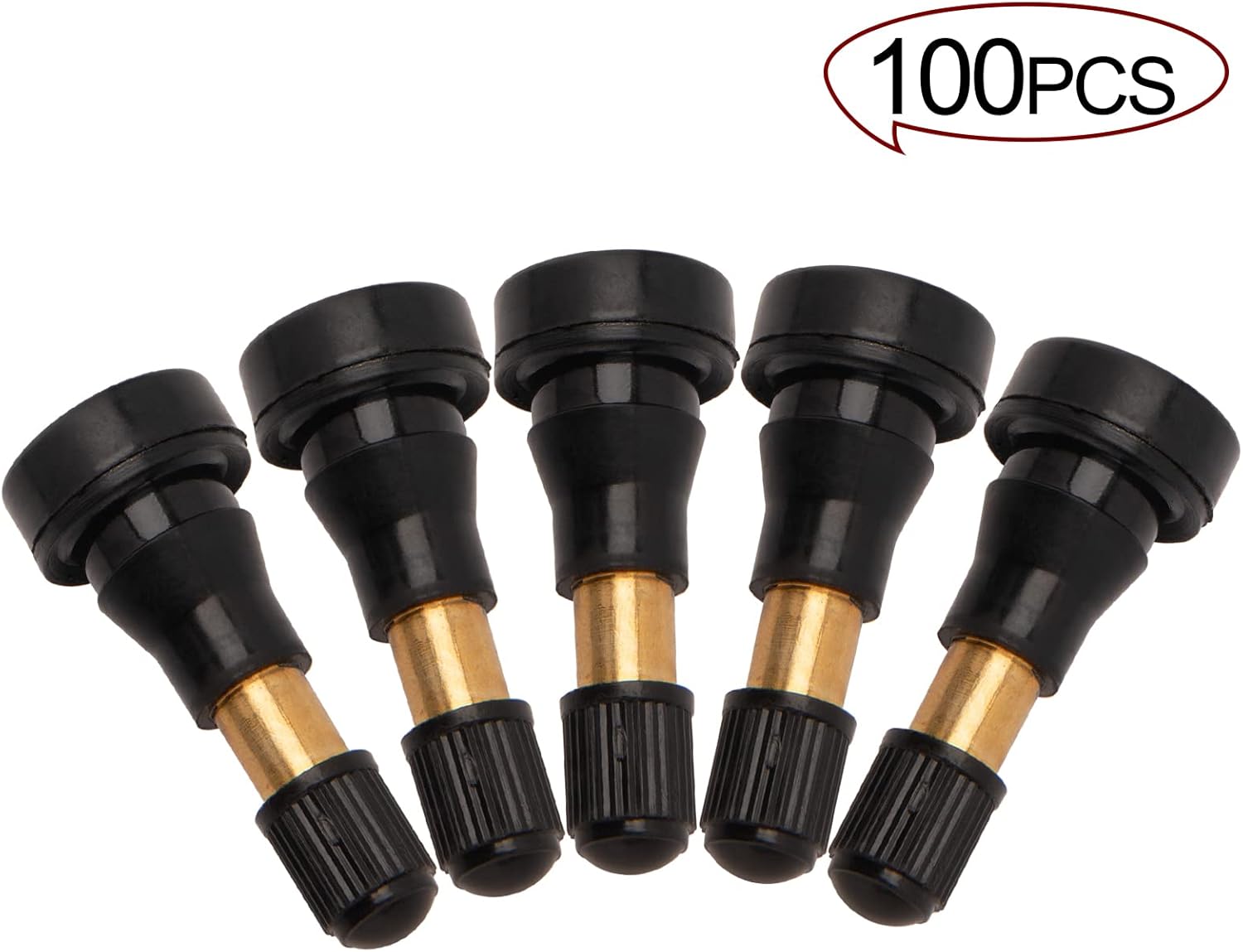 High Pressure Brass Rubber Snap-in Tire Valve Stem (100 Pack) G426986