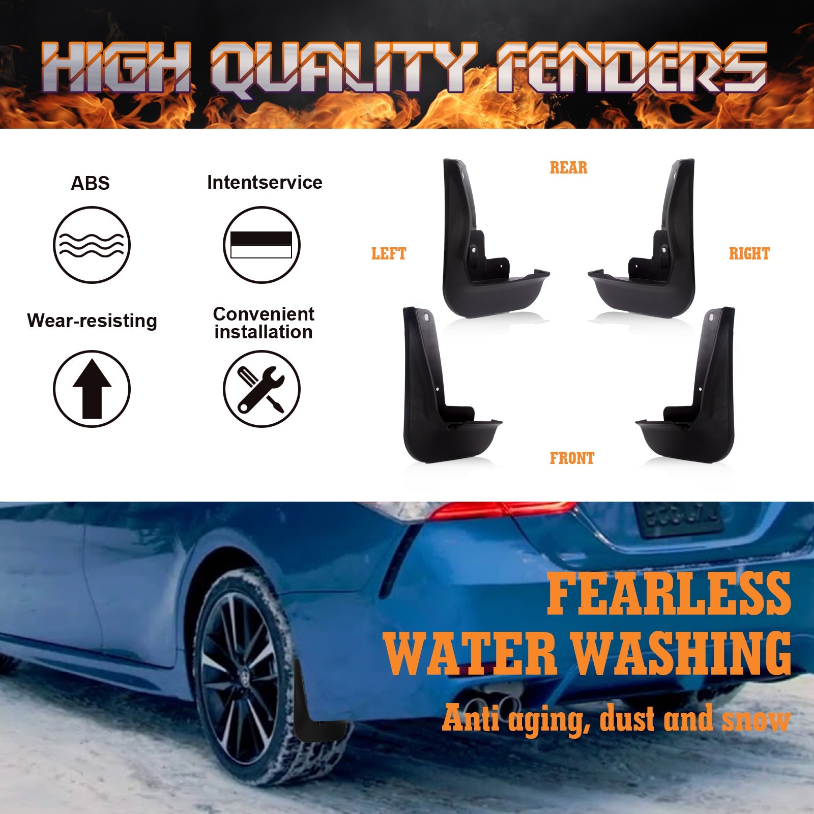 4PCS Front & Rear Mud Flap Splash Guards Fender Flare Mudguard Dirt Slush Trap Protector w/Hardware Accessories Full Set G23912