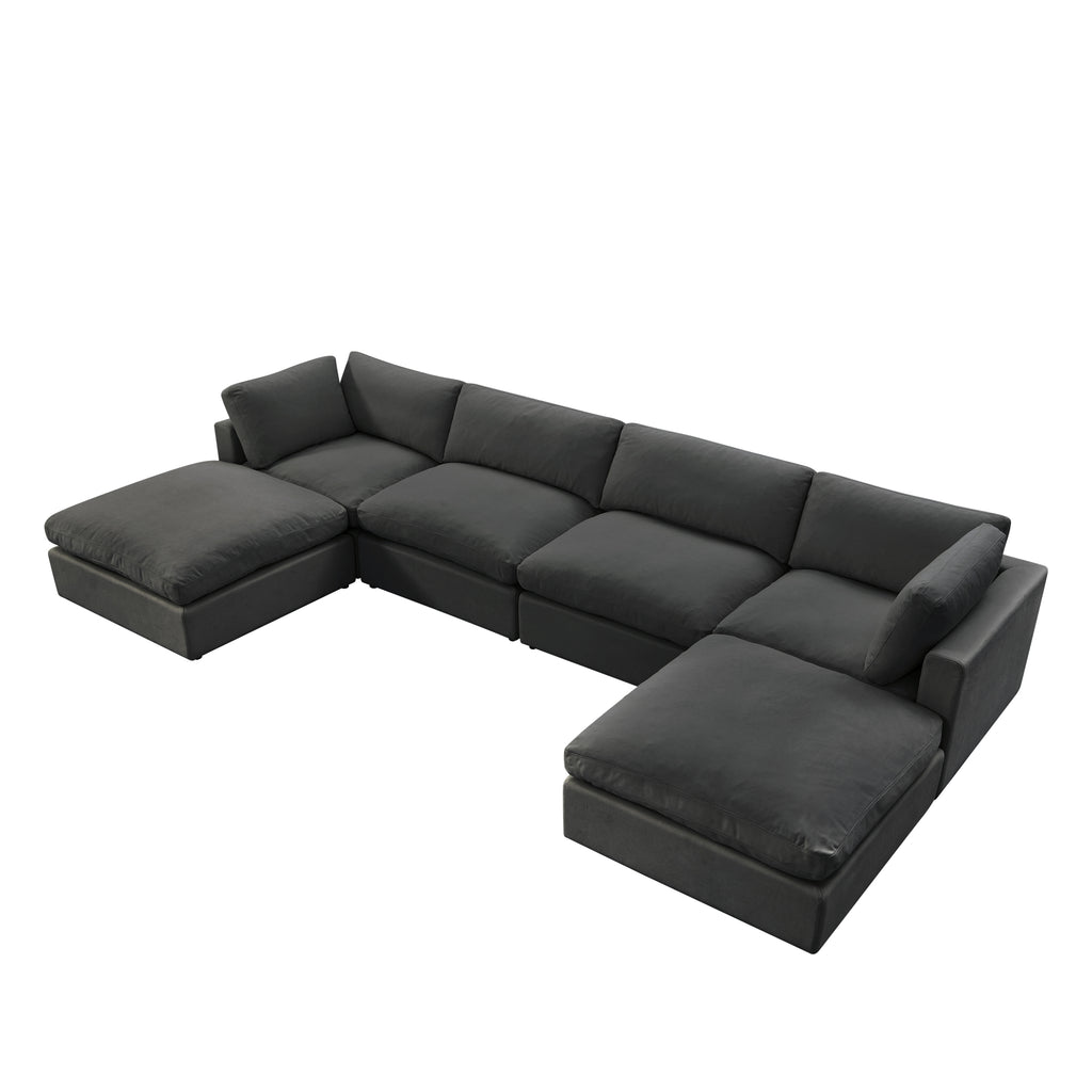 Charcoal Linen Sofa U-Chaise Sectional F556101