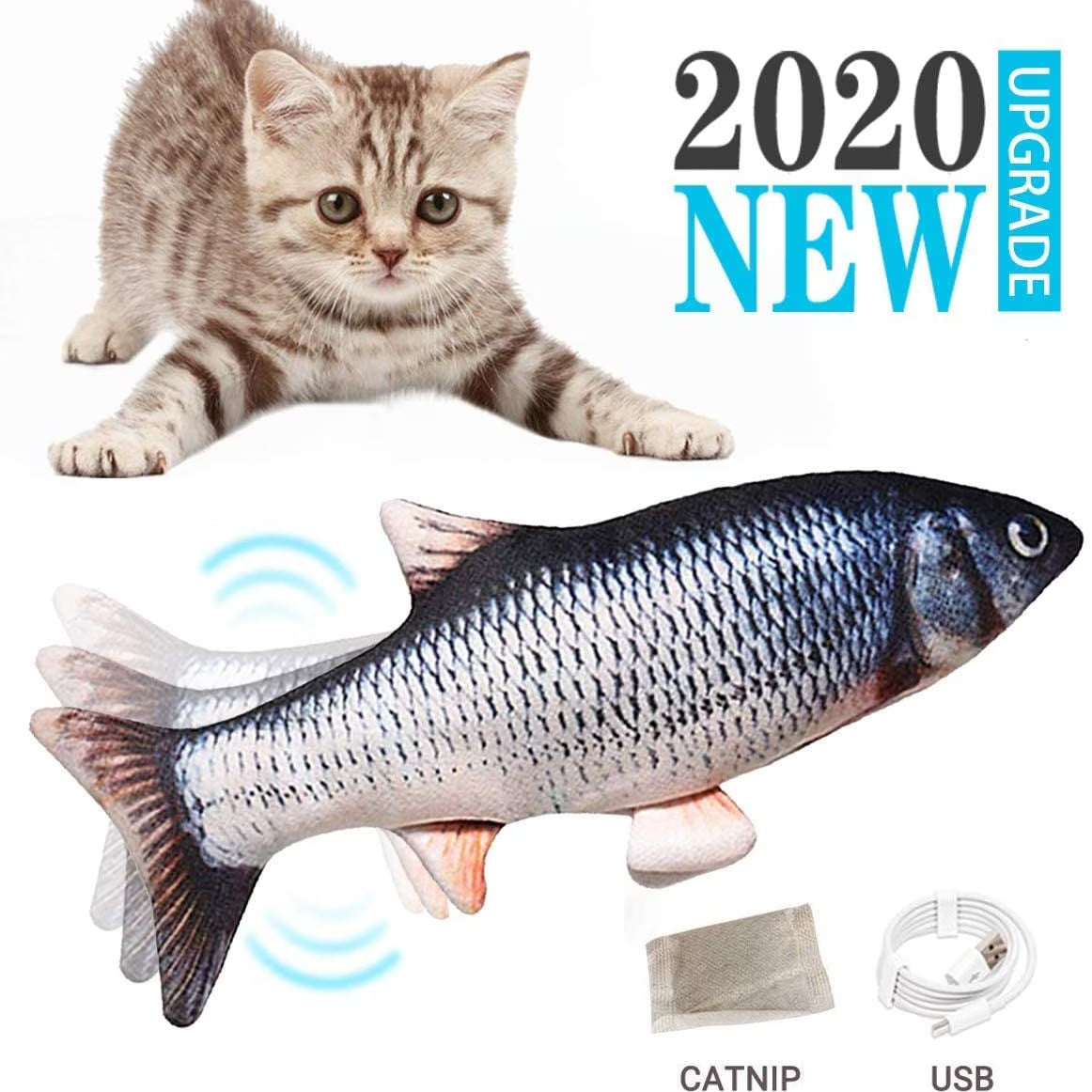 Electric Moving Cat Kicker Fish Toy T606