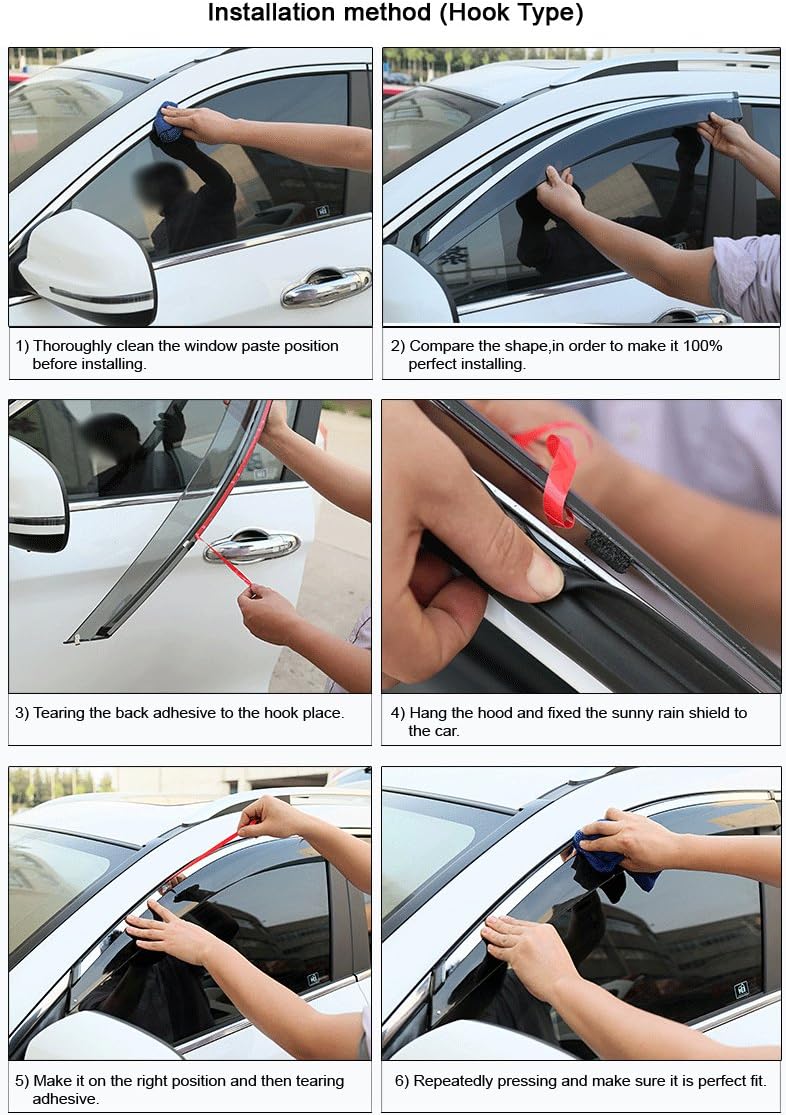 Car Window Visor Vent Shade Deflector Sun/Rain Guards H227