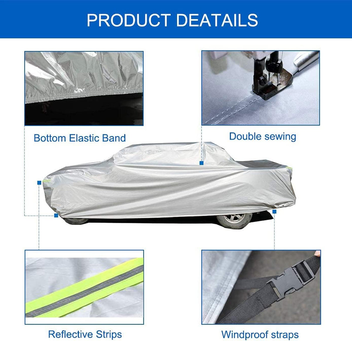 6 Layers Waterproof SUV Car Cover with Zipper Door (181 to 190 inches) G988