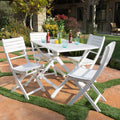 White Finish Acacia Wood Foldable Dining Set O42563