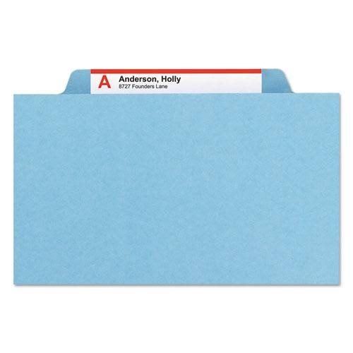 Eight-Section Pressboard Classification Folders with Fasteners, Legal Size, Blue, 10/Box K456594