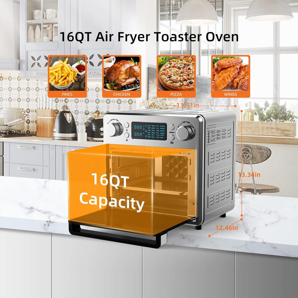 24-in-1 Air Fryer Toaster Oven Combo, 16 QT, Stainless Steel, Silver, 1700W U791996