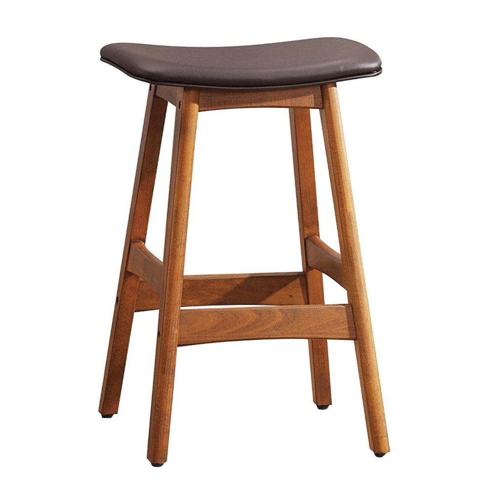 Wooden Counter Height Stool in Dark Brown, Set of 2 Q7177