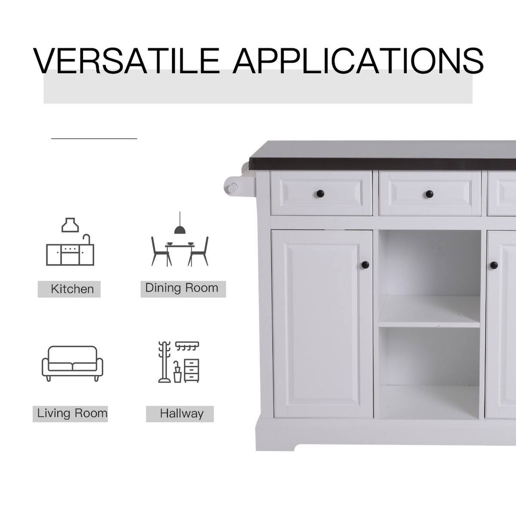 White Rolling Kitchen Island Cart with Wheels V876497