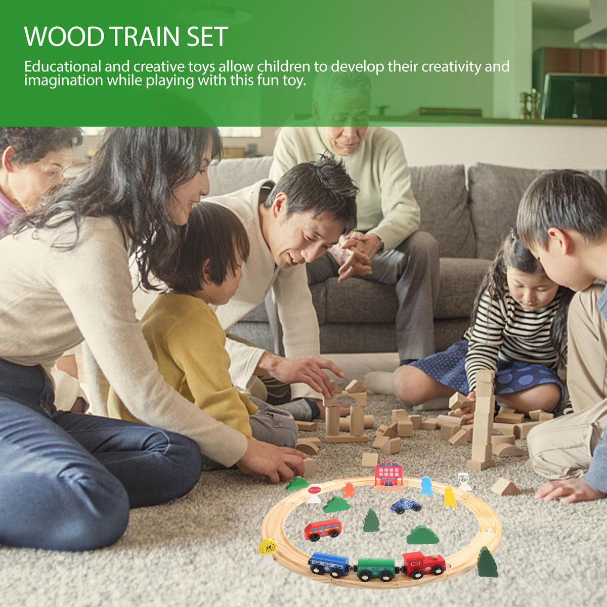 Wooden Toy Train with Small Cars for Toddler B269