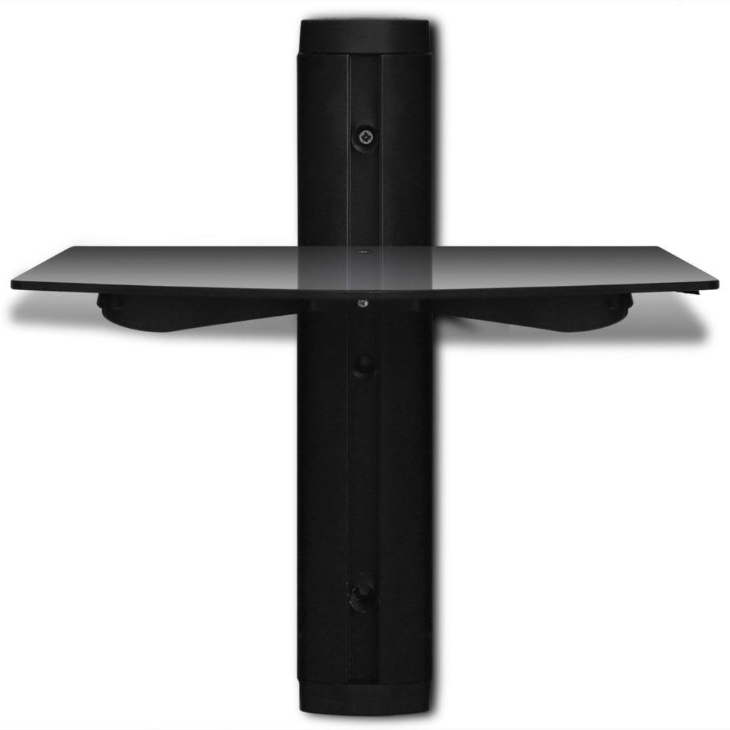 Black Wall Mounted Glass DVD Shelf P5853