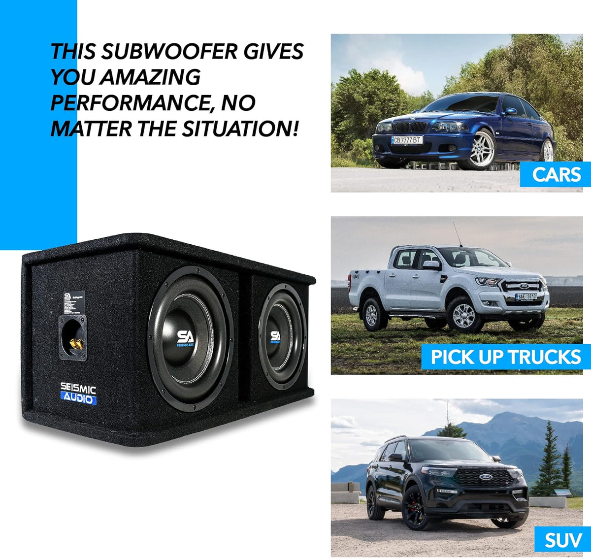 Dual 12 Inch 2400 Watt Car Audio Subwoofer Box Enclosure X727325