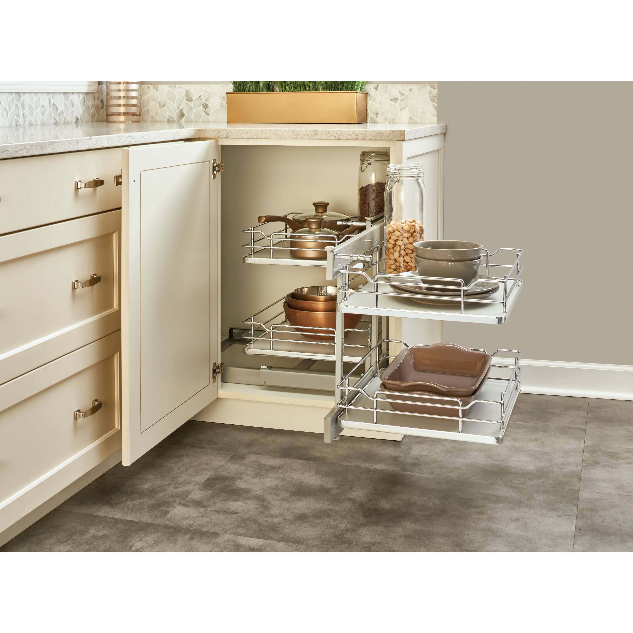 Gray Blind Corner Organizer Soft-Close X46949