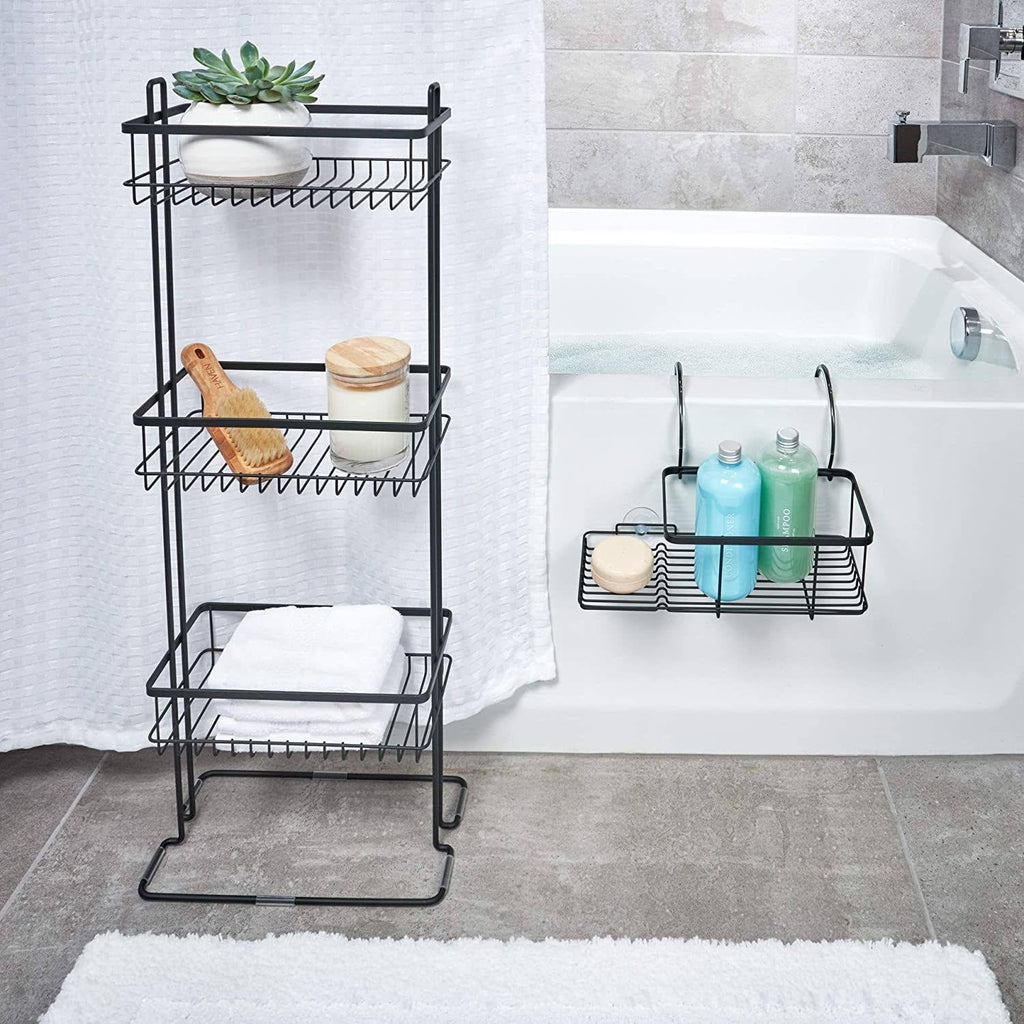 Metal Standing Shower Caddy, 3-Tier Bath Shelf Baskets O715