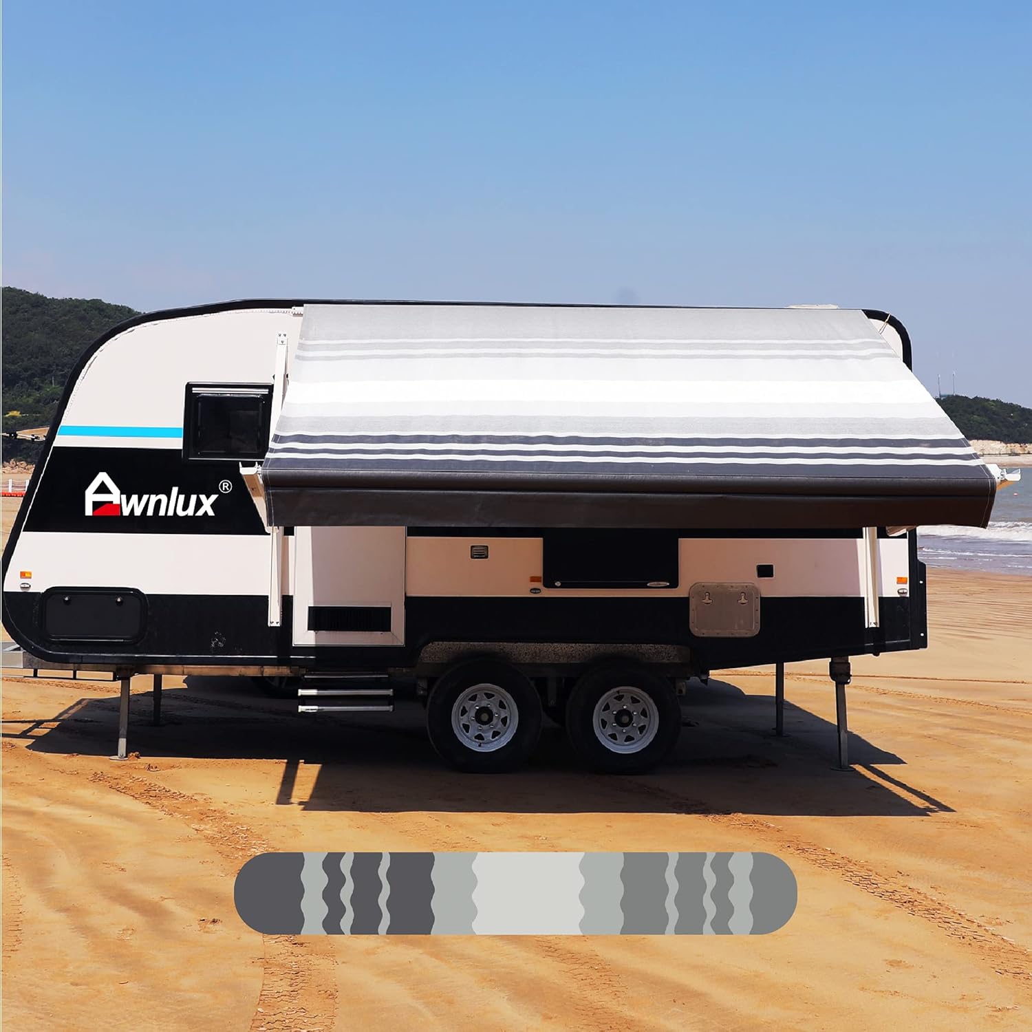 RV Awning Fabric Replacement Waterproof Vinyl Shade Screen Light Gray 12' K144