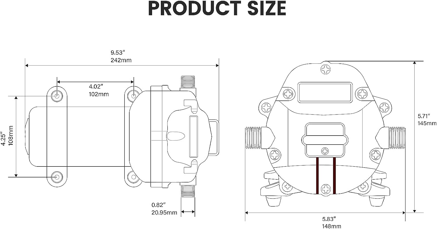 12V 5.5GPM 70PSI Diaphragm Water Pump with Pressure Switch, Pack of 2 P396136