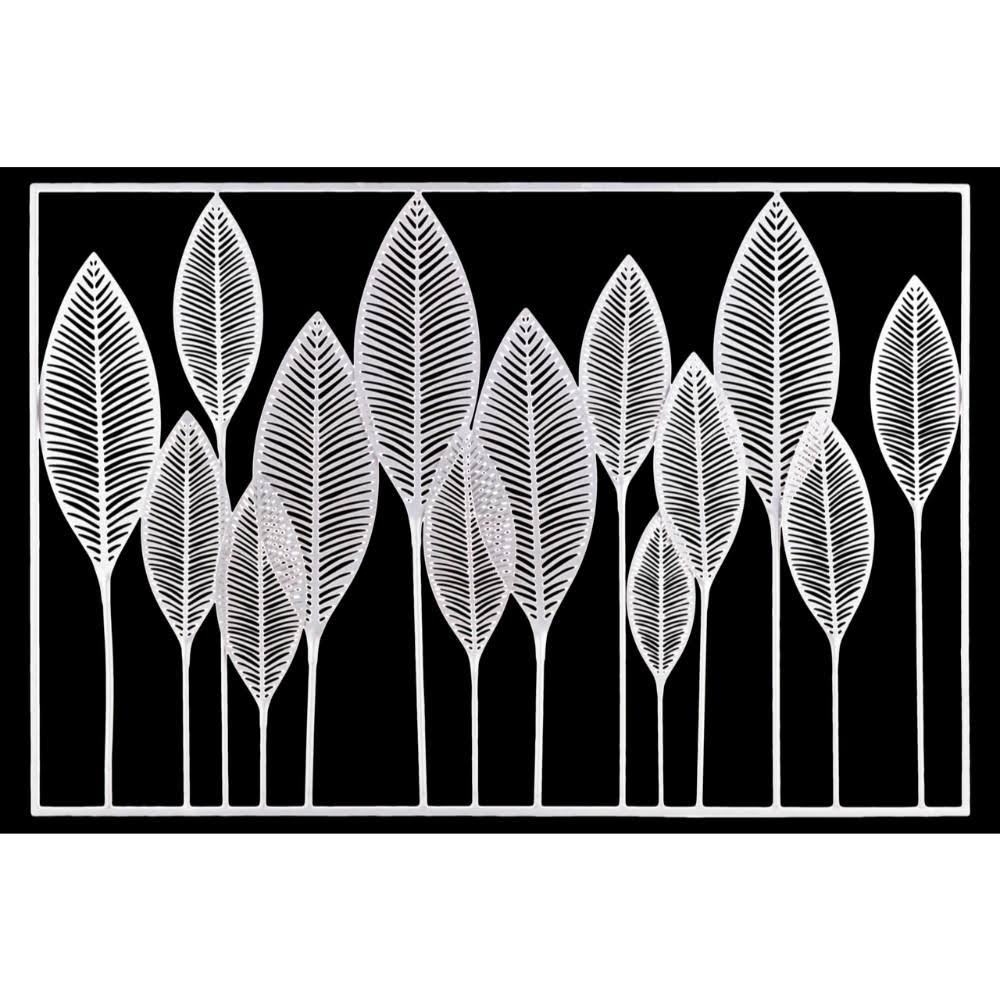White Metal Veined Leaves Wall Decor W223