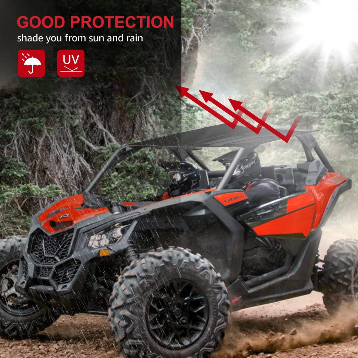2-Piece Polyethylene Plastic Roof Compatible with 2017-2022 Can Am Maverick X3 N900