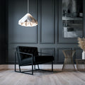 Black Faux Leather Lounge Chair with Dark Gray Metal Frame E59354