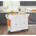 White Solid Wood Kitchen Cart Y189993