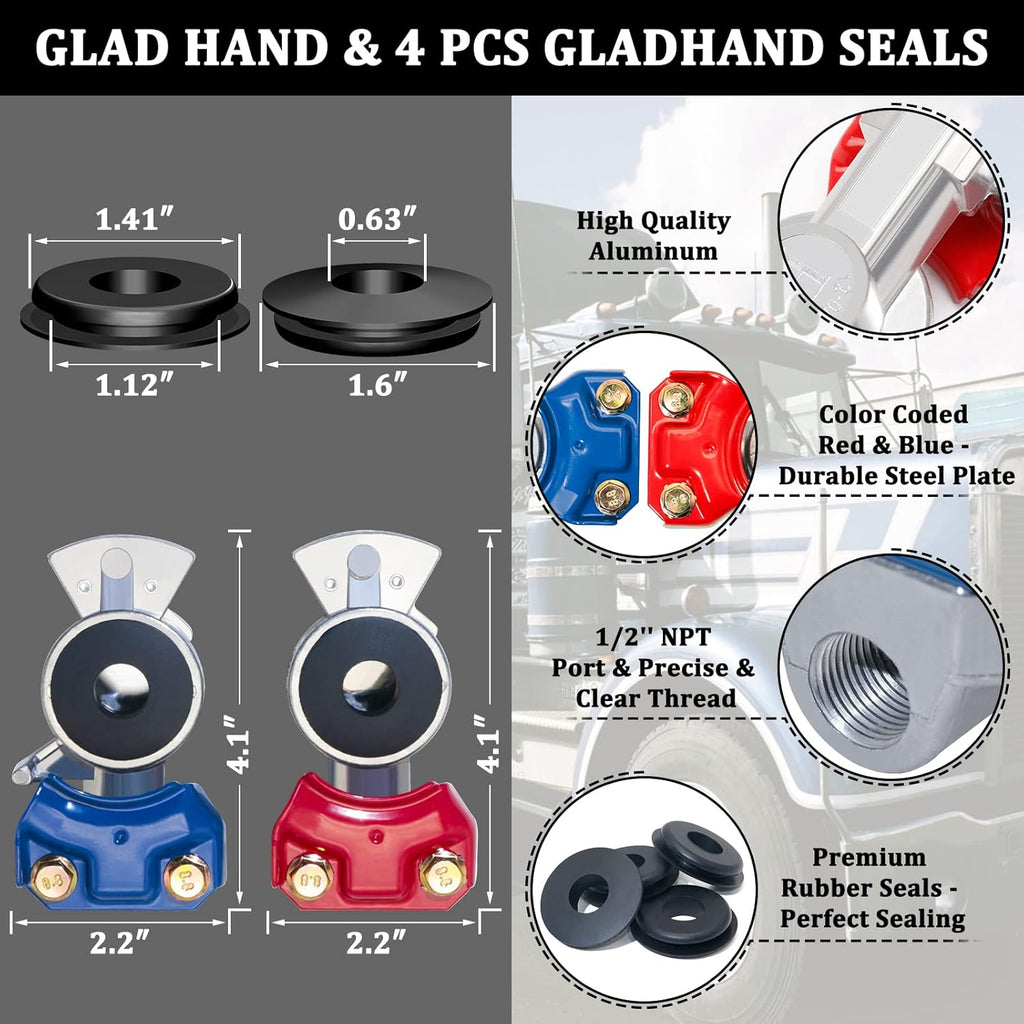 12 FT Semi Truck Air Hose Kit with Glad Hands G479