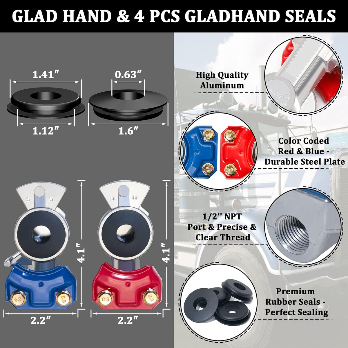 12 FT Semi Truck Air Hose Kit with Glad Hands G479