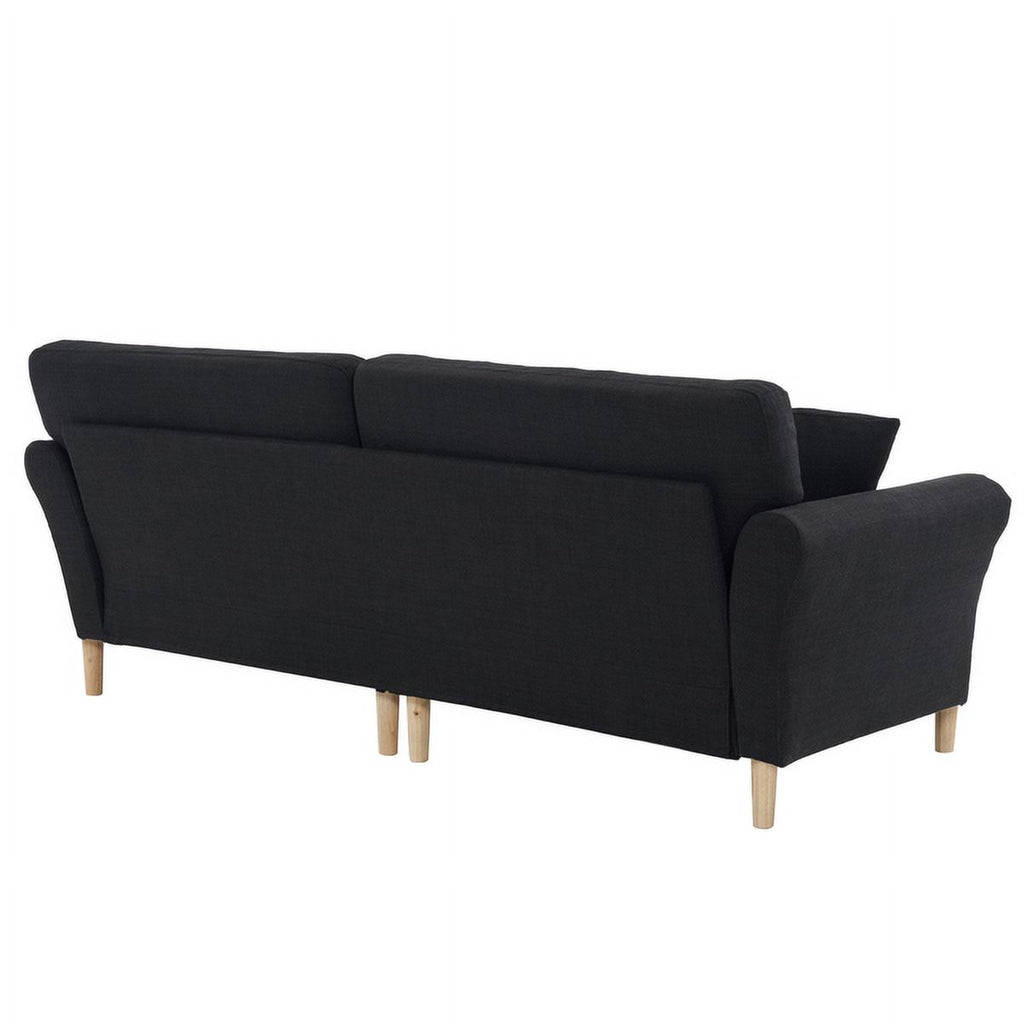 Black Upholstered 2-Seat Loveseat Sofa with 2 Pillows J738701