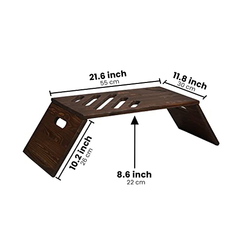 Walnut Wooden Laptop Stand with Phone Holder and Foldable Legs K1632