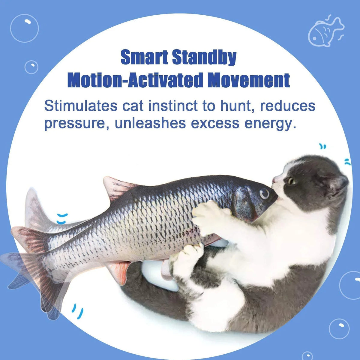 Electric Moving Cat Kicker Fish Toy T606