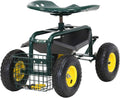 Rolling Garden Stool Cart with Tool Storage Utility Basket N201