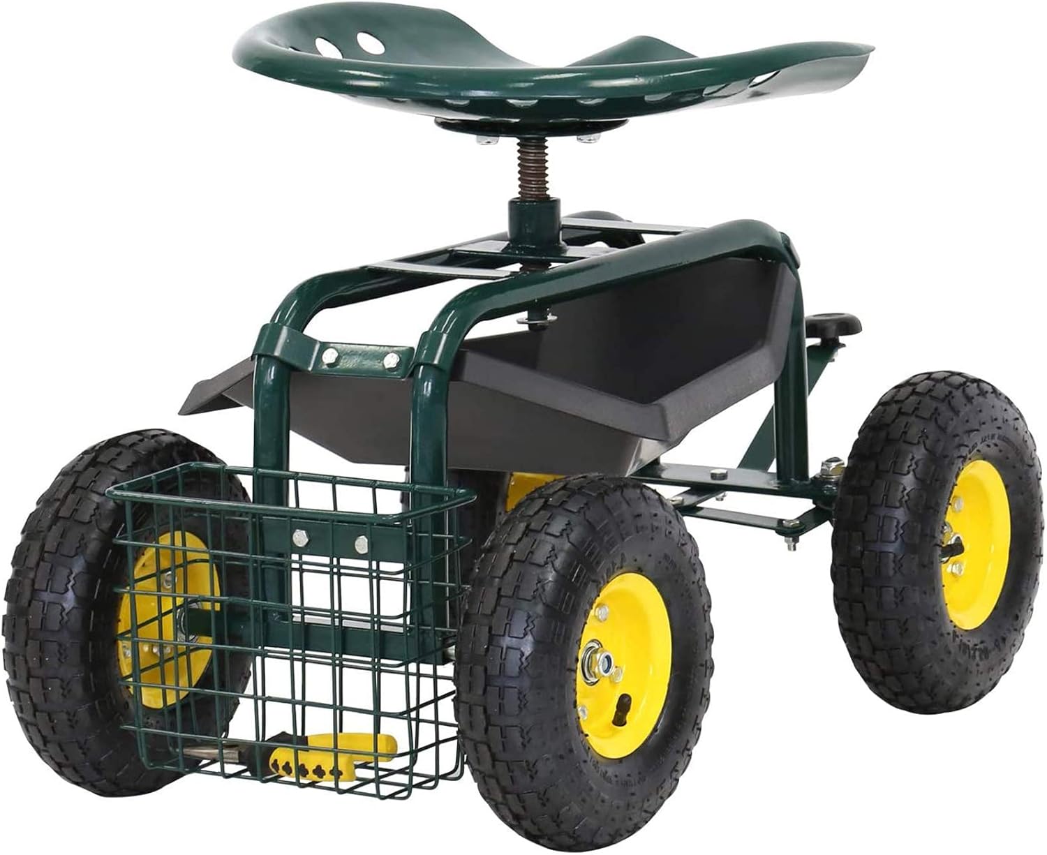 Rolling Garden Stool Cart with Tool Storage Utility Basket N201