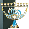 Hand Painted Enamel Menorah Candelabra with A Star of David L30920