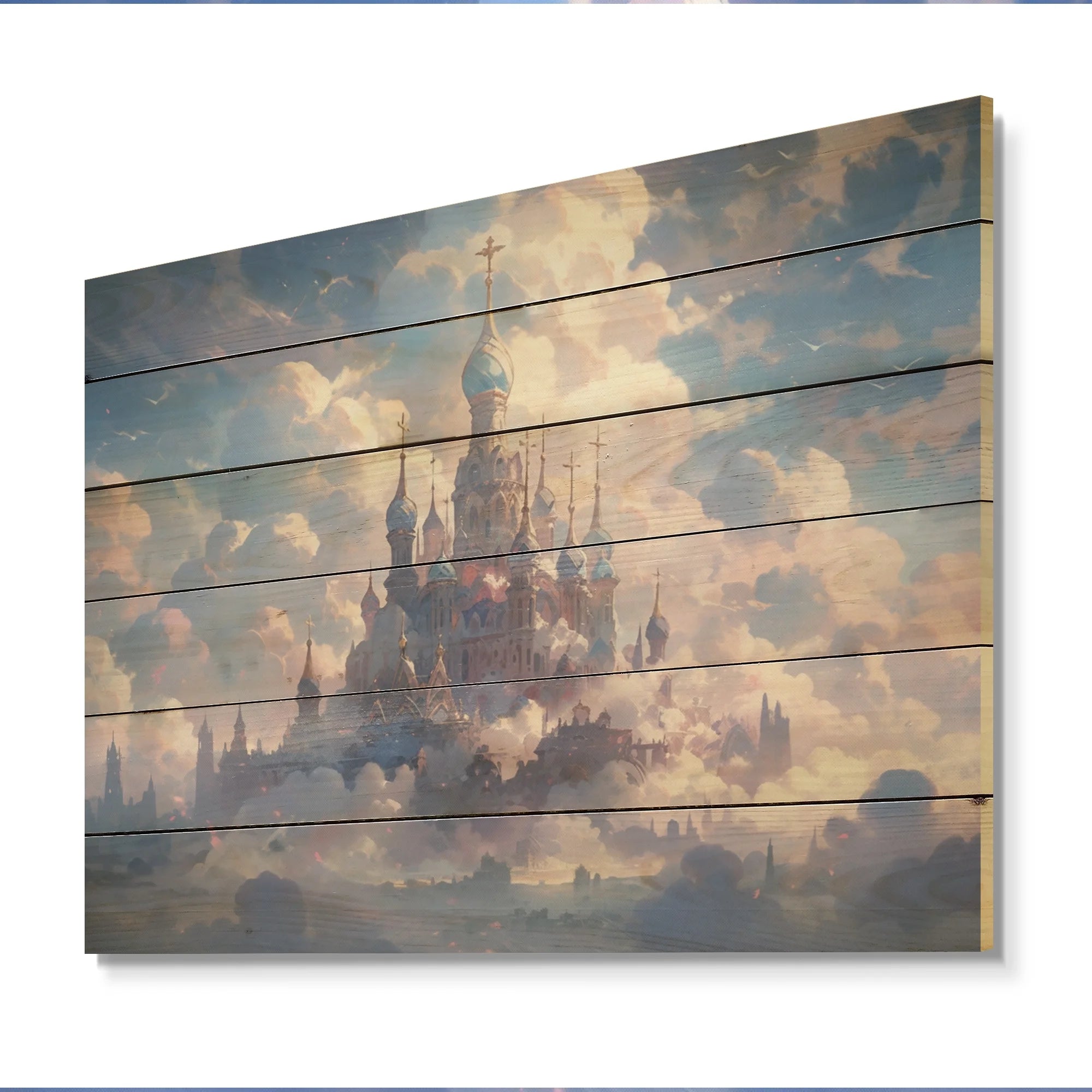 Natural Pine Wood Castles Print N24110