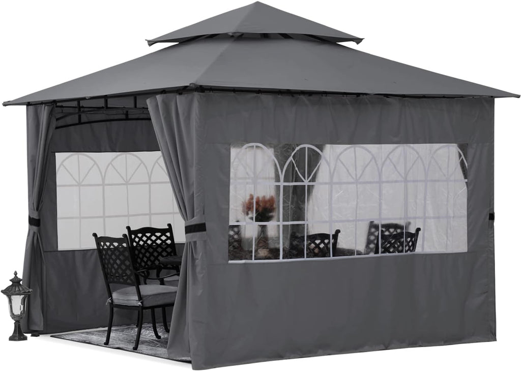 10'x10' Winter Gazebo with Sidewalls and Church Window J207071
