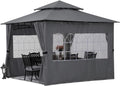 10'x10' Winter Gazebo with Sidewalls and Church Window J207071