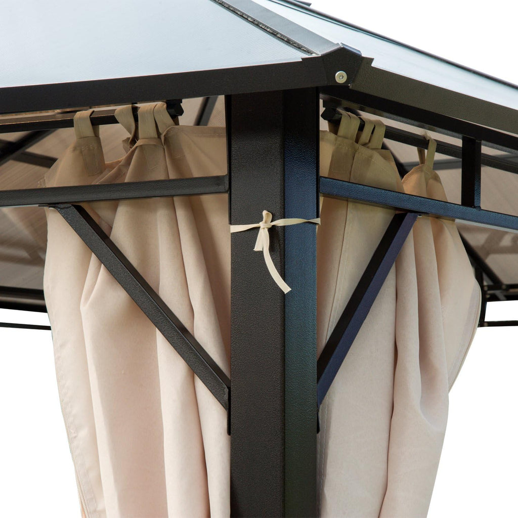 10x12 Hardtop Gazebo with Metal Frame, Polycarbonate Canopy with Curtains Q822