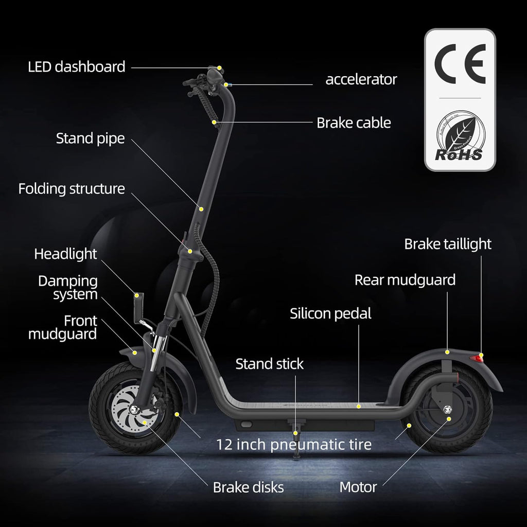 12-inch Pneumatic Tire Foldable All-Terrain Electric Scooter U1181