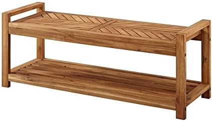 Brown Acacia Wood Patio Storage Bench O533770