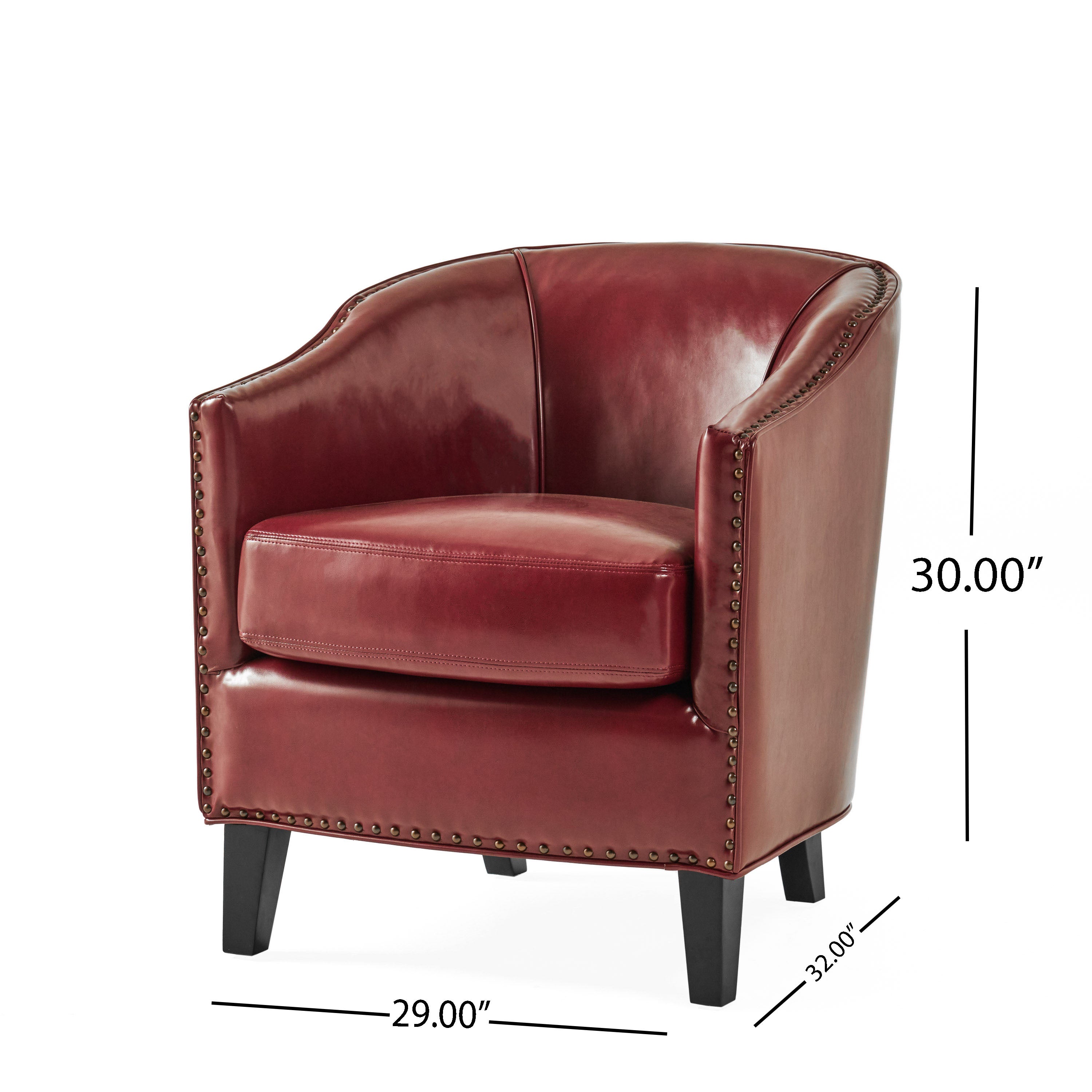 Red Bonded Leather Club Chair C252508