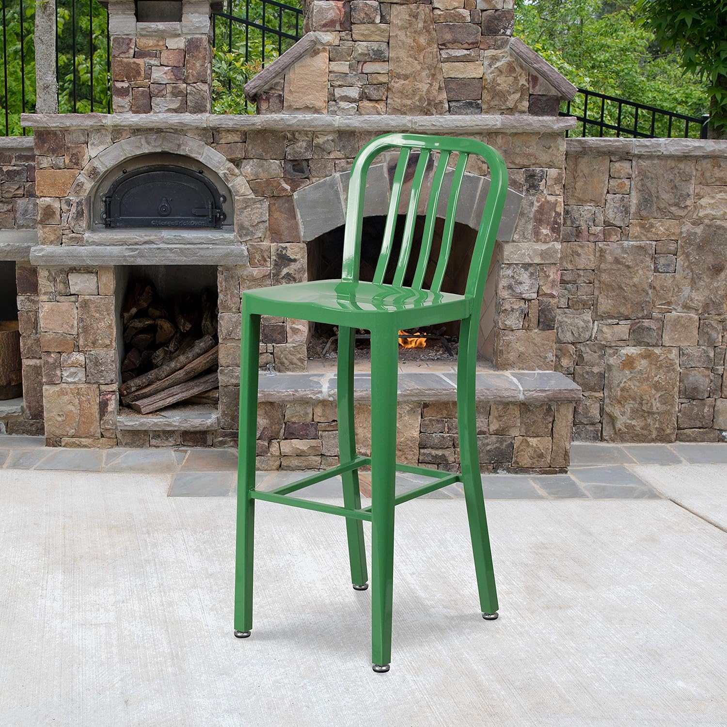 Red Metal Indoor-Outdoor Barstool I93660