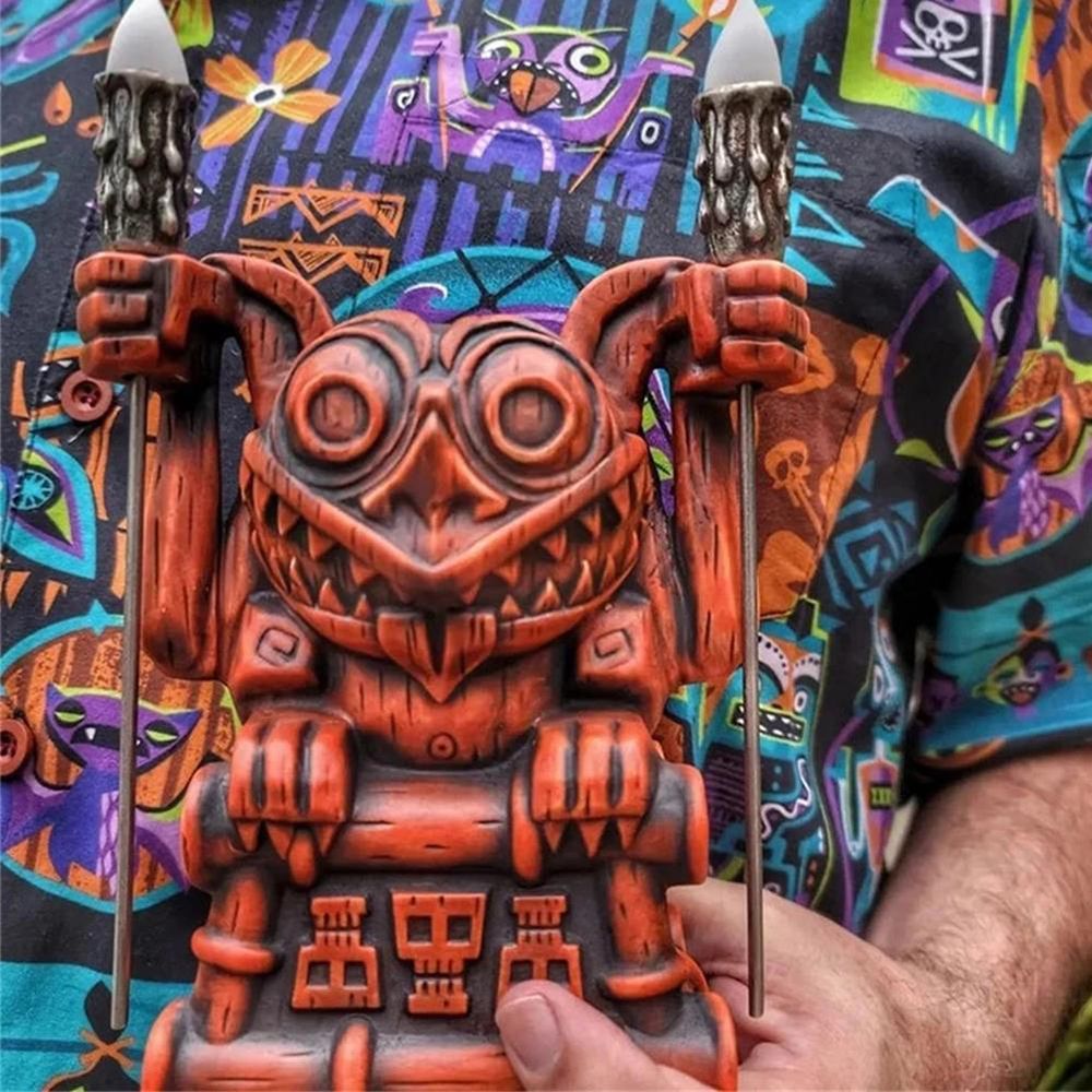 Hawaii Totem Tiki Figure Statue Torch Luminous Water Cup F392