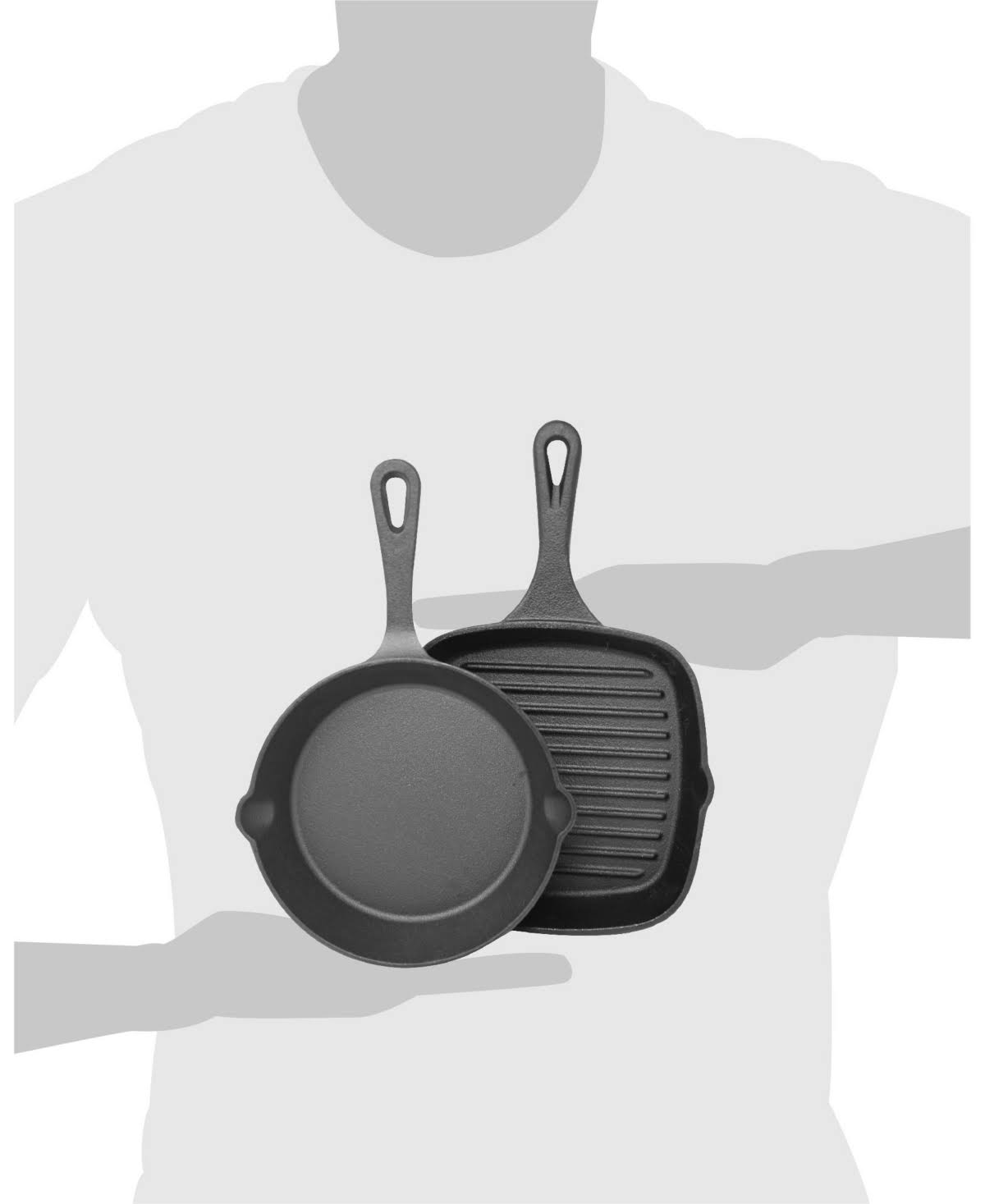 Cast Iron Skillet & Grill Pan 2-pc. Set with Handle Holder Z85978