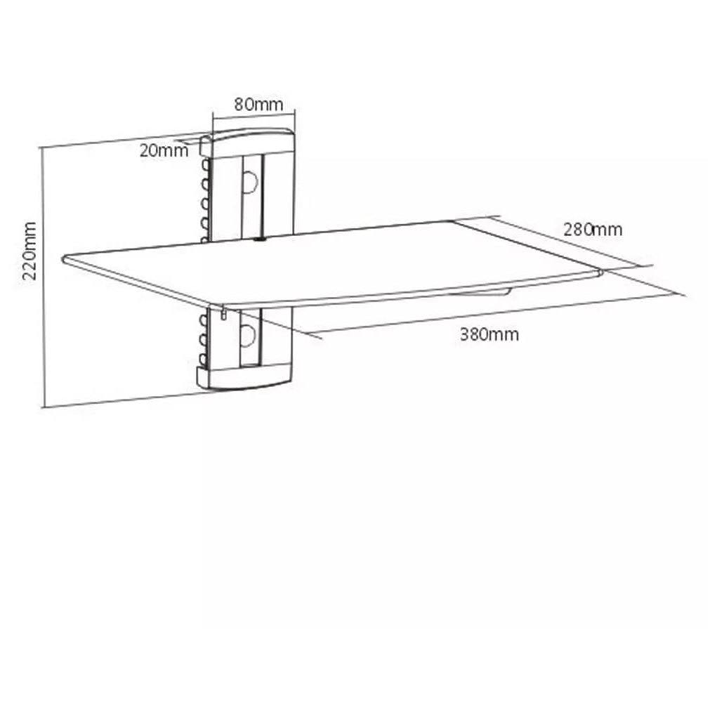 Black Wall Mounted Glass DVD Shelf P5853