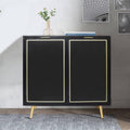 Modern Accent 2 Doors Storage Cabinet with Golden Legs and Matte Black Finish F416