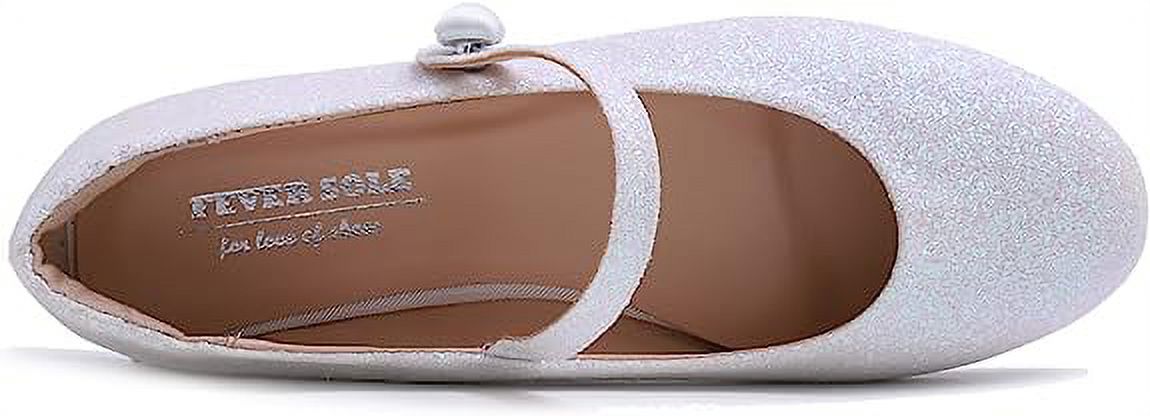 White Glitter Mary Jane Slip On Flats K24073