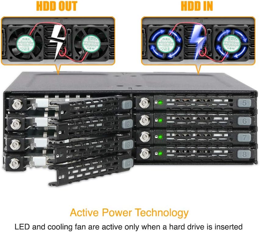8 Bay 2.5 SATA HDD & SSD Backplane Cage with Locking Trays O797854