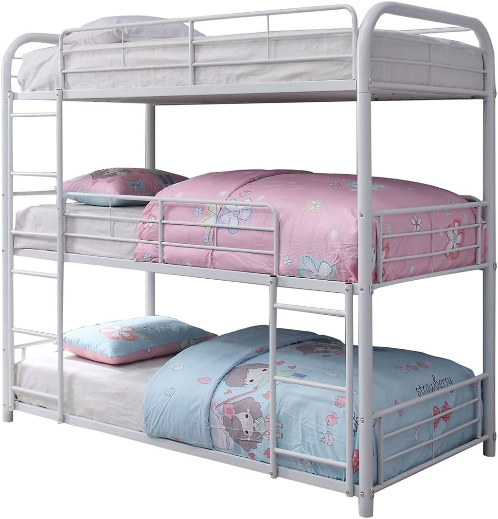 White Triple Twin Bunk Bed T45118