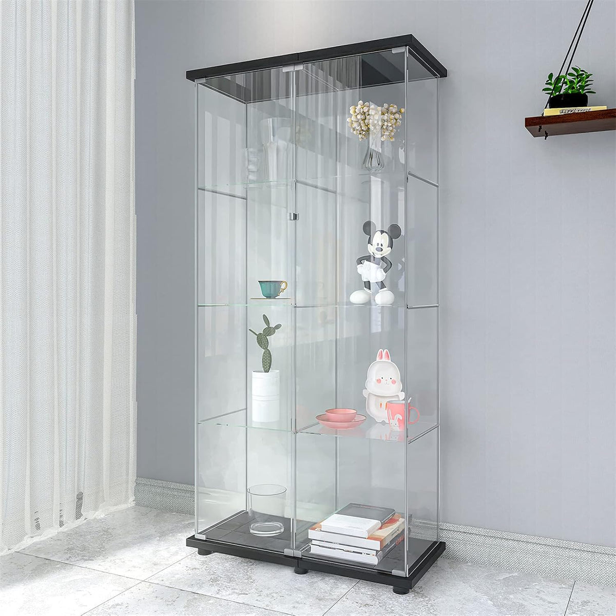 4-Shelf Glass Display Cabinet with Door U5079